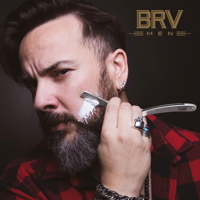 BRV MEN Professional Straight Edge Barber Razor w/ 100 Single Edge Razor Blades | Straight Razors for Men | Barbershop Accessories | Mens Shaving Knife & Shavette - Silver - Image 4